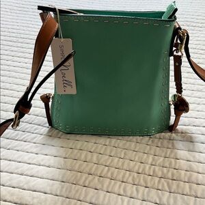 Simply Noelle Teal and Tan Crossbody Bag